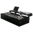 Odyssey FZGSPBM12WBL Universal Format DJ Mixer and Two Battle Position Turntables Flight Coffin Case w Full Glide Platform - 12  (Black) Supply