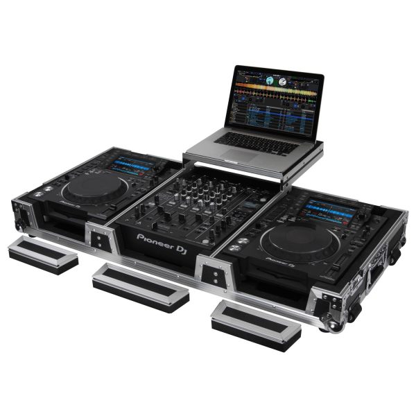 Odyssey FZGSL12CDJWR Low Profile Format DJ Mixer and Two Large Format Media Players Flight Coffin Case w Wheels and Glide Platform - 12  (Black) Online Sale