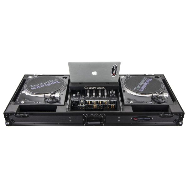 Odyssey FZGSLBM12WRBL Low Profile Format DJ Mixer and Two Battle Position Turntables Flight Coffin Case with Wheels and Glide Platform - 12  (Black) Online now