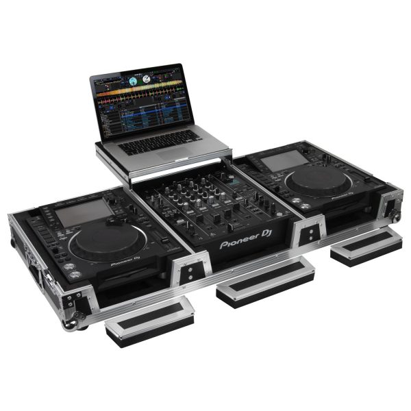 Odyssey FZGSL12CDJWR Low Profile Format DJ Mixer and Two Large Format Media Players Flight Coffin Case w Wheels and Glide Platform - 12  (Black) Online Sale