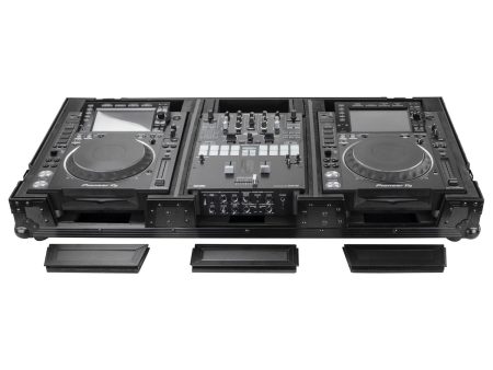 Odyssey FZ10CDJWXDBL Black Extra Deep 10″ Format DJ Mixer and Two Large Format Media Players Coffin Flight Case Hot on Sale