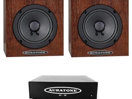 Auratone 5C Super Sound Cubes With A2-30 Amp Bundle 2 Speakers +1 Amp (Woodgrain) Online Hot Sale