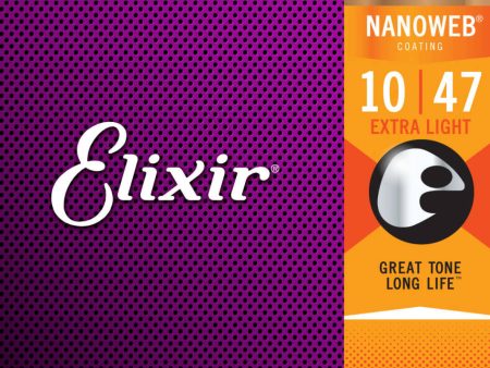 Elixir 16002 NANOWEB Phosphor Bronze 10-47 Extra Light Acoustic Strings For Discount