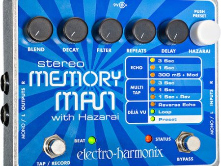 Electro-Harmonix STEREO MEMORY MAN WITH HAZARAI Digital Delay Looper Pedal Fashion