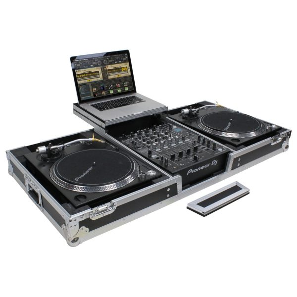 Odyssey FZGSLBM12WR Low Profile Format DJ Mixer and Two Battle Position Turntables Flight Coffin Case w Wheels and Glide Platform - 12″ Online Sale