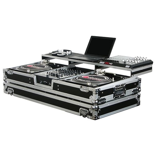 Odyssey FZGSPBM12W Universal Format DJ Mixer and Two Battle Position Turntables Flight Coffin Case w Full Glide Platform - 12″ Fashion