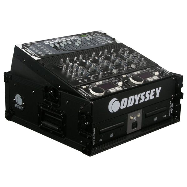 Odyssey FZ1002BL - Black 10U Top Slanted 2U Vertical Pro Combo Rack Online Sale