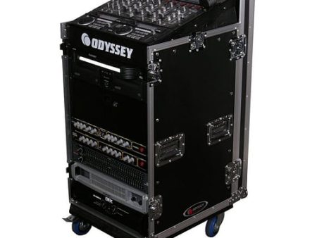 Odyssey FZ1116W - 11U Top Slanted 16U Vertical Pro Combo Rack with Casters Hot on Sale