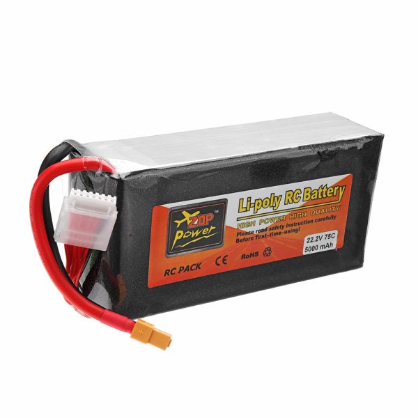 ZOP Power 22.2V 5000mah 75C 6S Lipo Battery XT60 Plug for RC Drone Online Sale